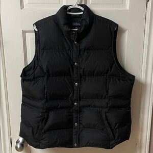 Lands’ End black down filled snap front puffer vest women’s size 2X